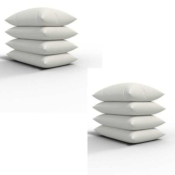 ARLINENS Stripe Pillows Hotel Quality Luxury Hollow Fibre Stuffed Anti-Allergy Pillows Designed for Back Stomach & Side Sleeper Bed-Bounce Back Support Soft Pillow-Standard Size 74x48cm (Pack of 8)