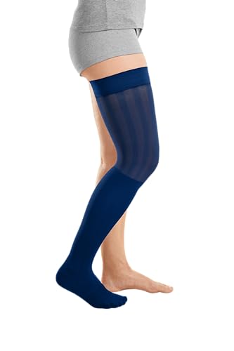 medi Rehab one AG Kompressionsstrümpfe Schenkelstrümpfe - Größe: II - Lime/Blue - Normal - Geschl. Spitze - Mikronoppenhaftband sensitiv - Weit - Für die Ödemtherapie