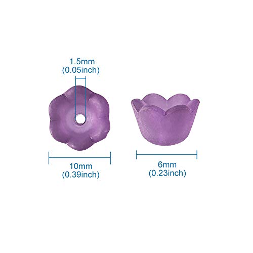 Pandahall 100Pcs Mixed Frosted Acrylic Flower Bead Caps Spacer Beads Caps For Jewelry Making 10X6Mm #TOP3