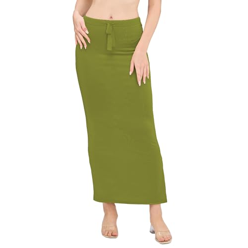Image of DESI GIRL Satin Shimmer Stretchable Saree Shapewear Petticoat with Drawstring for Women | Mermaid fit Saree Petticoat with Side Slit for Easy Movement | Saree Shaper | Long inskirt