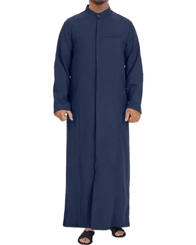 YAOHUOLE Kaftan for Men - Long Sleeve Muslim Thobe with Button Down Closure