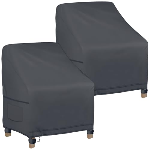 LPQKCcY Housse de Chaise de Jardin 2 pièces, Housse pour Fauteuil 89x97x74cm, Housse de Protection pour chaises Extérieur, Tissu Oxford 600D Imperméable,...
