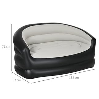 Outsunny Canapé Gonflable pour 2 Personnes, canapé d'air pour l'extérieur, 138 x 87 x 71 cm, Noir et Gris