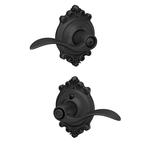 Image of SCHLAGE Accent Lever with Brookshire Trim Bed and Bath Lock in Matte Black - F40 ACC 622 BRK