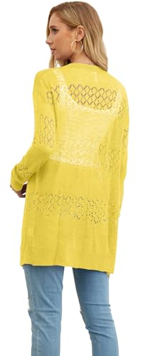 Image of GRECERELLE Lightweight Cardigan Sweaters for Women Crochet Knit Open Front Long Sleeve Loose Casual Boho Summer Beach Coverup