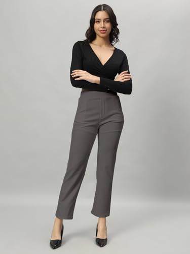 Image of LITVA Premium Women's Formal Trousers (Flexi-Waist | Wrinkle Resistant | Desk-to-Dinner)