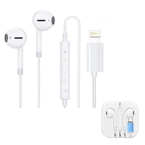 Fone de Ouvido Lightning com Microfone Integrado Compatível com iPhone – Som Cristalino e Baixa Latê