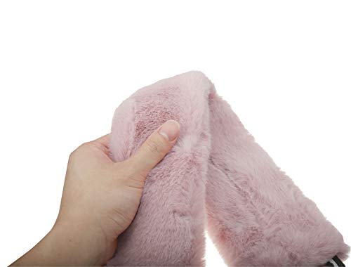 Allegra K Leopard Ribbons Faux Fur Winter Wrap Collar Scarf Plush Neck Scarves Warmer for Women4