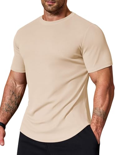 Image of COOFANDY Mens Muscle T Shirts Short Sleeve Slim Fit Tshirts Gym Workout Athletic Crewneck Shirt