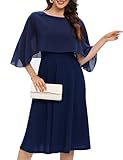 Navy Italian Birthday Prom Dress Women Plus Size Cape Dress with Chiffon Overlay Cocktail Party Wedding Guest Formal Dresses Navy XL