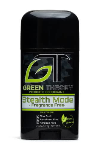 Green Theory - Stealth Mode Fragrance Free Natural Deodorant - Unscented, Aluminum-Free, Probiotic, Hunting - 2.65 Ounce Solid