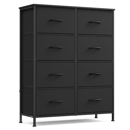 SONGMICS Dresser for Bedroom, Chest of Drawers, Steel, MDF, 8 Non-Woven Fabric Drawers, Storage...