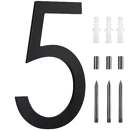 10 Inch Black House Numbers For Outside, Floating Metal Large Mod...