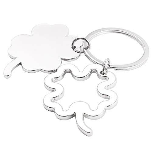 Garneck Chaveiro de trevo de quatro folhas, chaveiro de metal com trevo de presente, chaveiro, pinge