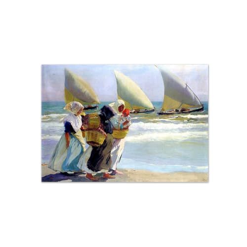 Peinture Sorolla Trois voiles pour habiller un grand mur de salon vide 115x80