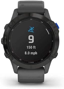 Garmin 010-02410-10 Fenix 6 Pro Solar, Multisport GPS Watch with Solar Charging Capabilities, Advanced Training Features and Data, Black with Slate Gray Band