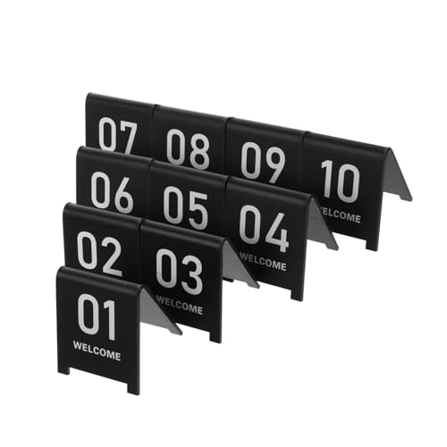 SOLUSTRE 10pc Acrylic V-shaped Restaurant Table Numbers Double-sided Table Sign for Banquets Reusable Marker for Wedding Party Business 1-10