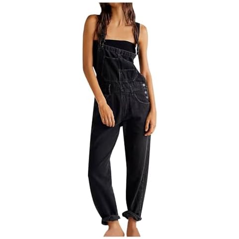 OVARA Women's Casual Denim Dungarees Jumpsuit Cover