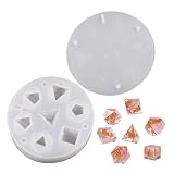 QKDS Dice Resin Molds, Dice Epoxy Resin Molds with 7 Standard Polyhedral Stereoscopic Dice Cavities, Silicone Mold for DIY Dices Making, Table Board Game Lovers Gift(White)