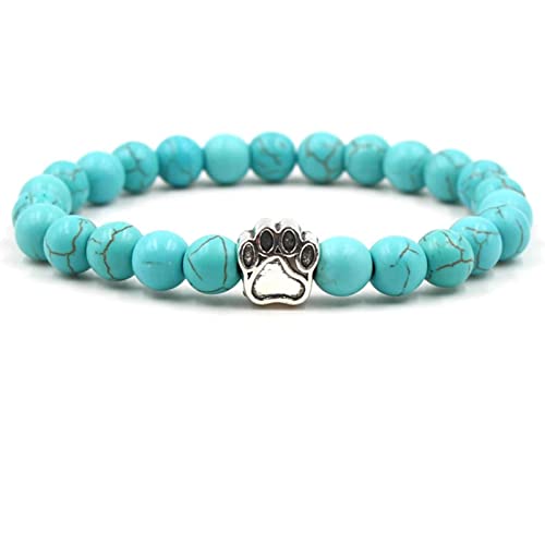 Bracelet en pierre de lave véritable et perles de 8mm avec patte de chien