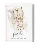 letter-poetry® Our hands - Familienposter personalisiert - Babyposter - fürs eigene Heim oder als Geschenk zur Geburt, Umzug, Taufe, Geburtstag oder Einzug - Geschenk Mama Papa Opa oder Oma (Beige)