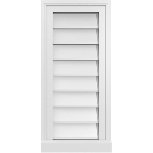 12"W x 26"H Vertical Surface Mount PVC Gable Vent: Non-Functional, w/ 2"W x 2"H Brickmould Sill Frame by Ekena Millwork - Used condition - US$61.32