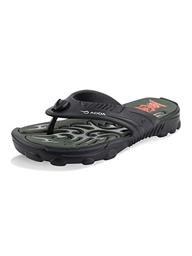 Image of ADDA Comfortable /EXTRASOFT /Durable Black Slippers for Men (BLACK /OLIVE, numeric 9)