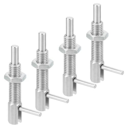 QUARKZMAN 4 Stück ausfahrbarer Indexierungs-Spannstift, M10 l Feder-Spannstift aus Edelstahl mit Federbelasteter Riegel Teleskop-Verriegelungsstift mit Mutter für Maschinenbau Schiffbau