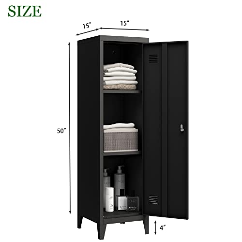 Steehoom Metal Locker Office Home Storage Cabinet With Doors And Shelves File Cabinet Organizer Coat Lockers For Kids Black #TOP2