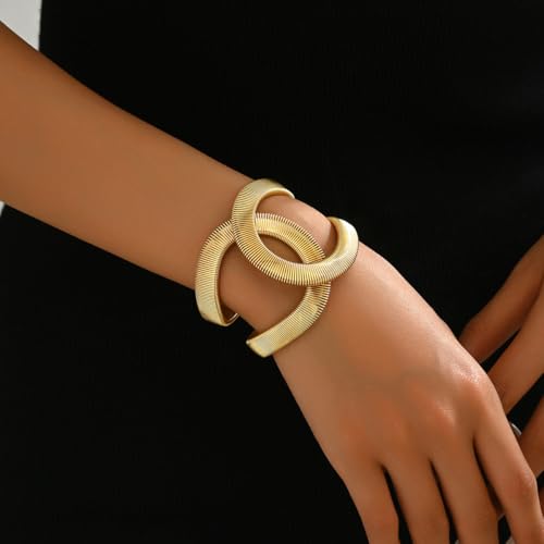 Chunky Cuff Bracelets for Women Wide Gold/Silver Cuffs Bangle Hollow Out Adjustable Bracelets Punk Vintage Jewelry3