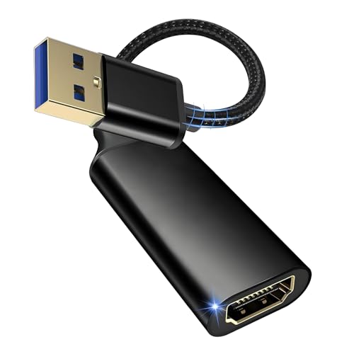 Adaptador USB HDMI para monitor, USB 3.0/2.0 a HDMI convertidor 1080P, conector de salida para ordenador portátil de escritorio con múltiples Windows 11/10/8.1/8/7, ordenador portátil, MacBook, Pro o