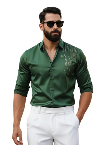 Image of IndoPrimo Men's Stylish Satin Shirt for Party, Formal, Daily and Casual Wear Full Sleeve Shirt for Men