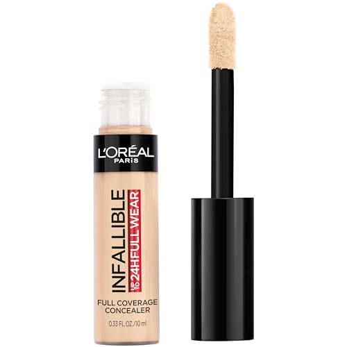 L'Oréal Paris Makeup Infallible Full Wear Concealer, Full Coverage, EXTRA LARGE Applicator, Waterproof, Multi-Use Concealer to Shape, Cover, Contour & Sculpt, Matte Finish, Amber, 0.33 fl. oz.