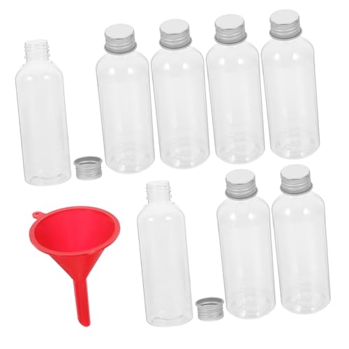 HIAKDOFT 10 piezas Botellas de Plástico Transparentes con Tapas de Aluminio Recipientes Recargables Prueba de Fugas para para y Cosméticos