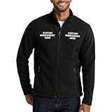 LOGO IMPRESSION Men's Full Zip Fleece Jacket Custom Embroidered | 100% Polyester Soft Jacket | Men's Winter Clothing Personalized (US, Alpha, XX-Large, Regular, Regular, Black)