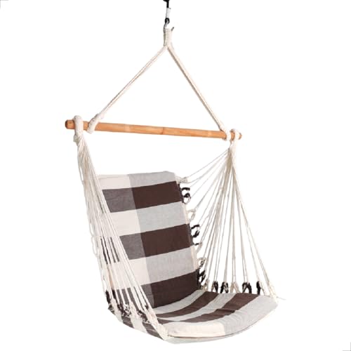 Rede Cadeira de Balan&ccedil;o Suspensa Corda Tran&ccedil;ada Resistente Pendurada Teto Descanso &Aacute;rea de...