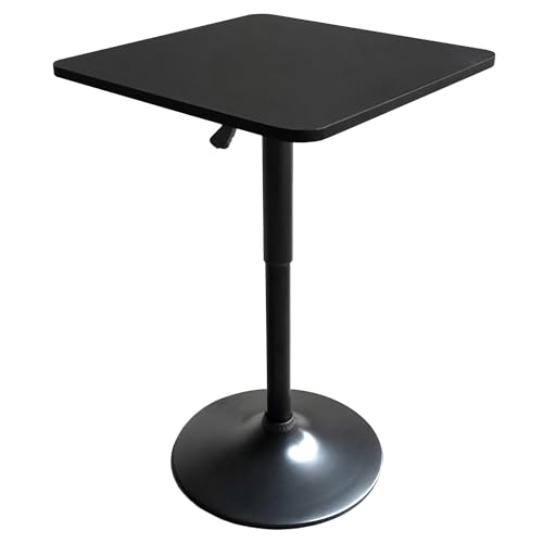 Happy Garden Table de Bar carrée Blanche et Chrome Luke. Table de Bar réglable en Hauteur. Table Haute Blanche avec Noir Mat.
