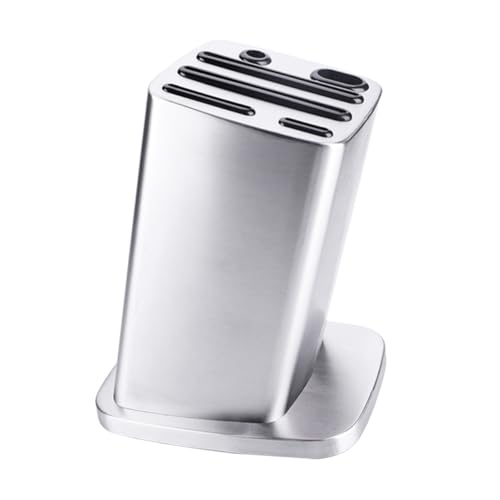 OFFSCH Slot Stainless Steel Knife Storage Rack Skid Holder for Scissors Kitchen Tools Tilt Style Organizer for Indoor Outdoor Use Silver