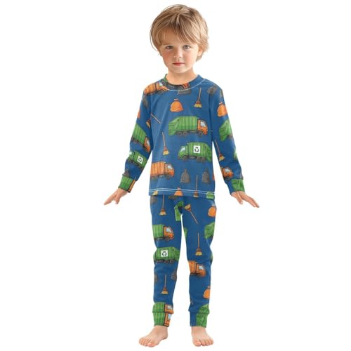 Pajama Sets Long Sleeve Garbage Trucks Brooms Bags Soft Comfy Sleepwear 2 Piece PJS 3-8T2