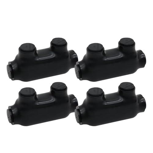 Black Insulated Cable Connector Dual Sided Entry Connector 2/0-6 Wire Range Pre-Filled with Oxide Inhibitor Insulated Wire Connectors 3.36”L x 1.08”W x 1.78”H,3/16 Allen Hex (4pcs)