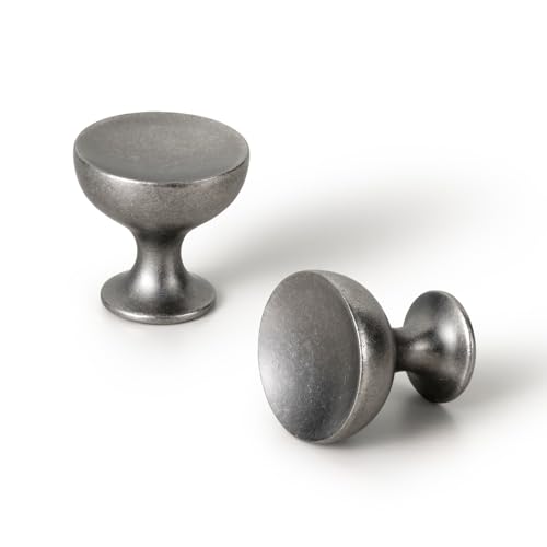 Goo-Ki 6 Pack Antique Silver Cabinet Knobs – Vintage Round Cup Design with Rustic Patina Finish Retro Kitchen Drawer Handles