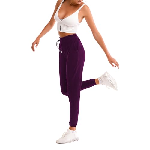 Stanpetix Joggers for Women - Womens Sweatpants with Pockets Sport Pants (UK, Alpha, M, Regular, Regular, Plum Purple)