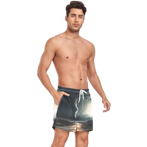 Black Tornado Mens Swim Trunks with Compression Liner 4.7" Inseam Quick Dry Lightweight Swimming Shorts#9224