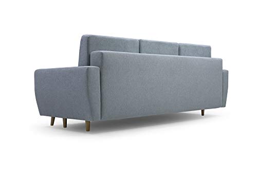 Sofa 3 Sitzer Sofa Couch Garnitur Stoff Samt (Velour) Glamour Wohnlandschaft mit Schlaffunktion - ELDE (Menthe) – Bild 6