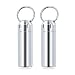 SHD 2 Pack Pill Container Keychain Pill Holder 100% Waterproof Pill Case Single Chamber Stainless Steel Pill Box (Silver)