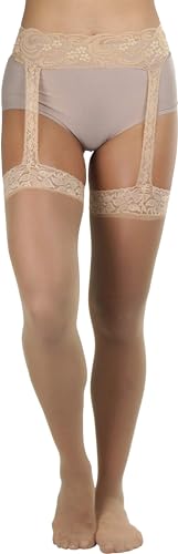 Image of ToBeInStyle Women's Attached Garter Belt Suspender Nylon Stocking Pantyhose