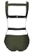 Joy&Bella Solid Color Deep V Neck One Piece Swimsuit Bikini Set Bathing Suit Beach Swimwear Monokini, Dark Green (M (US 8-10))