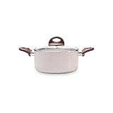 Caçarola com tampa e fundo de indução, Cerâmic Life, 4,55L, 24cm, Vanilla, Brinox