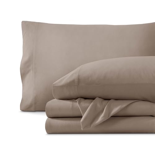 Bare Home 100% Organic Cotton Jersey Sheet Set (Split King, Taupe) by Bare Home - Used condition - Image 8