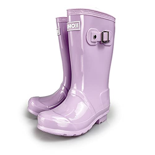 Amoji Girl Rain Boots Youth Rubber Boots Children Outdoor Waterproof Boots Purple 4.5-5 Big Kid #TOP6